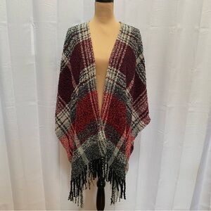 WOOLRICH plaid fringed shawl One size NWT